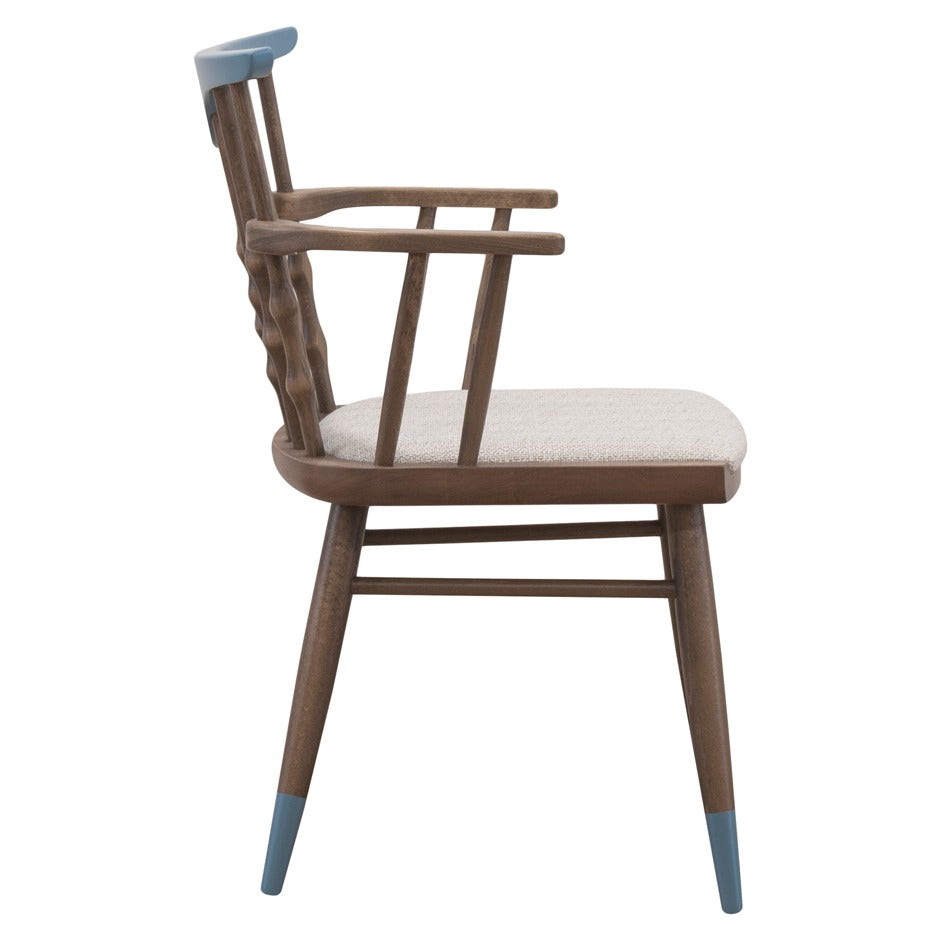Bolton B Armchair with modern spindle back and colorful top rail | theMADgroup