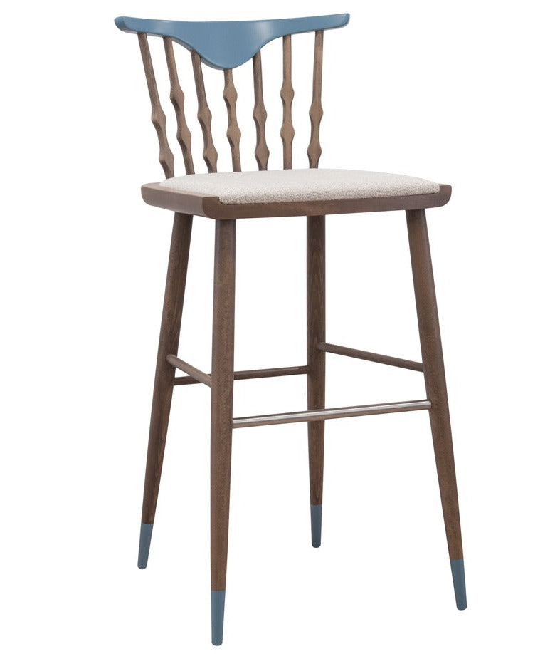 Bolton Beta barstool with padded seat and sleek metal frame | theMADgroup