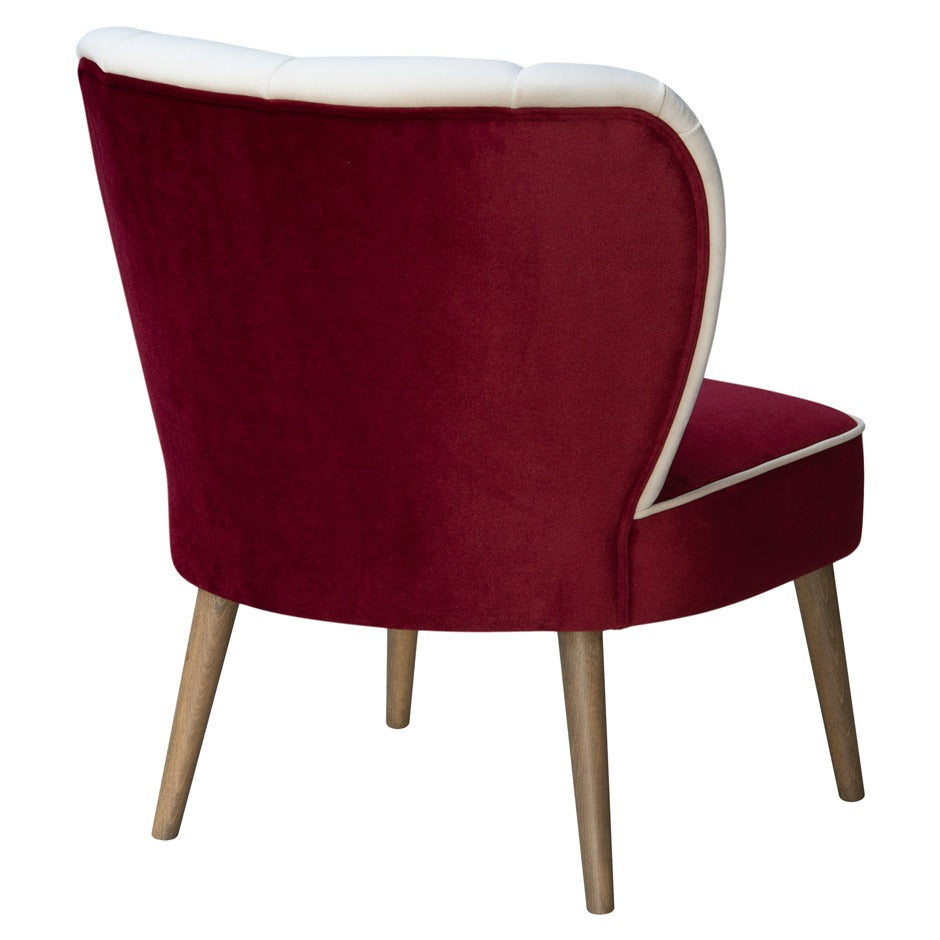 Cocktail 2 Chair with cream channel-tufted backrest and red velvet seat | theMADgroup