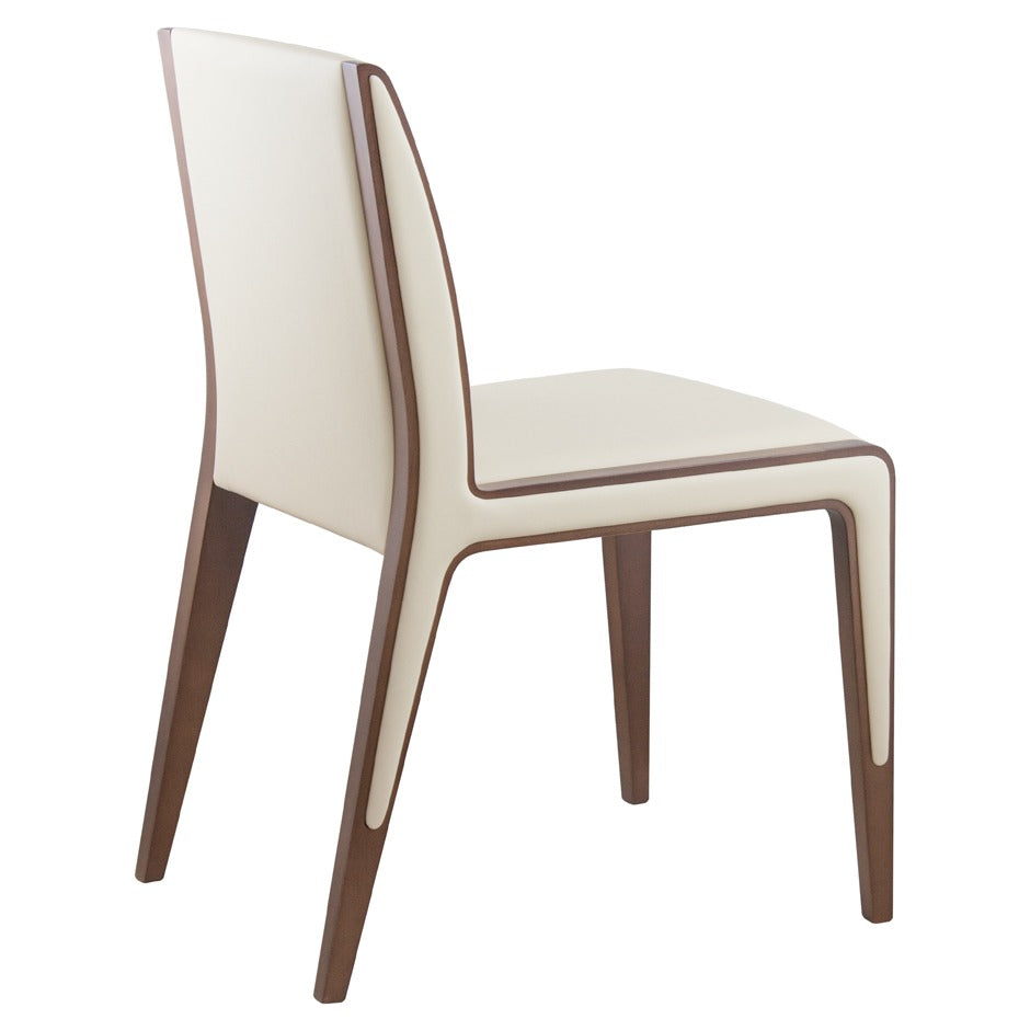 Doha Chair with high-back upholstered seat and wooden frame | theMADgroup