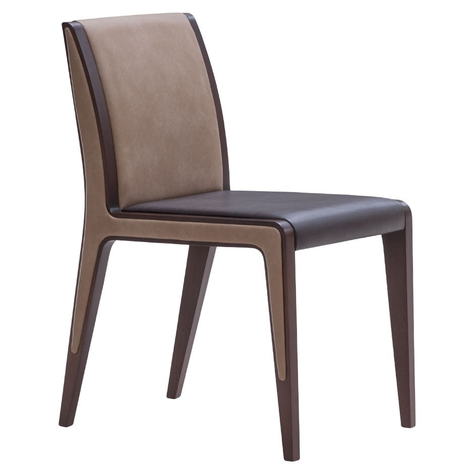Doha Chair with high-back upholstered seat and wooden frame | theMADgroup