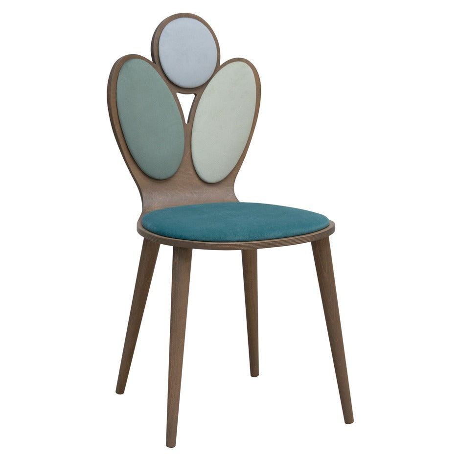 Elipse Chair with colorful elliptical backrest and wood frame | theMADgroup