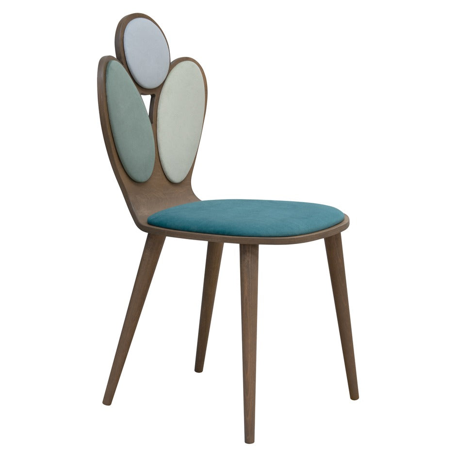 Elipse Chair with colorful elliptical backrest and wood frame | theMADgroup