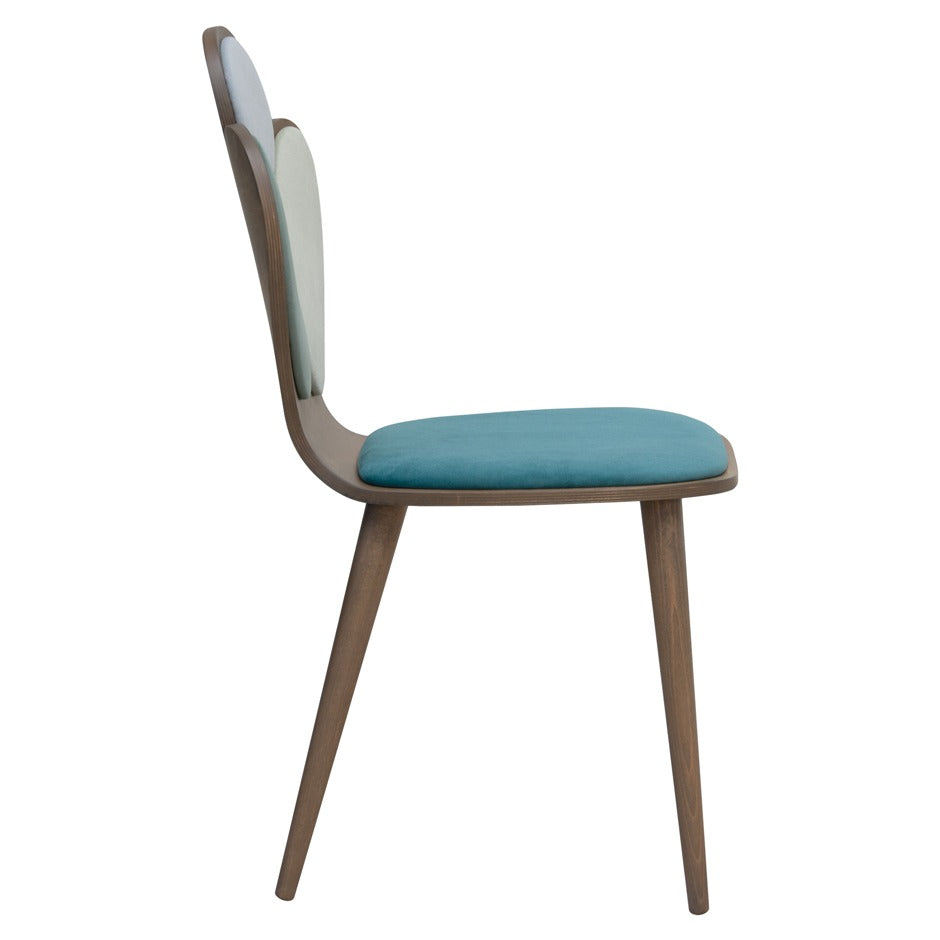 Elipse Chair with colorful elliptical backrest and wood frame | theMADgroup