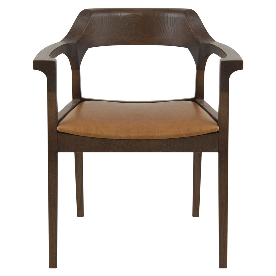 Essen armchair with plush cushions, wide armrests, and modern wood frame | theMADgroup