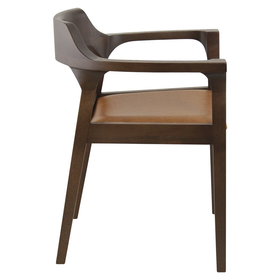 Essen armchair with plush cushions, wide armrests, and modern wood frame | theMADgroup