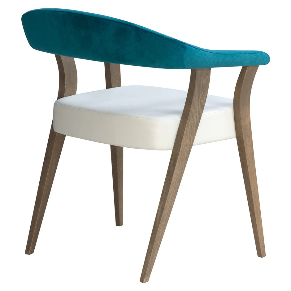 Gianna Armchair with curved wooden frame and vibrant upholstered back | theMADgroup