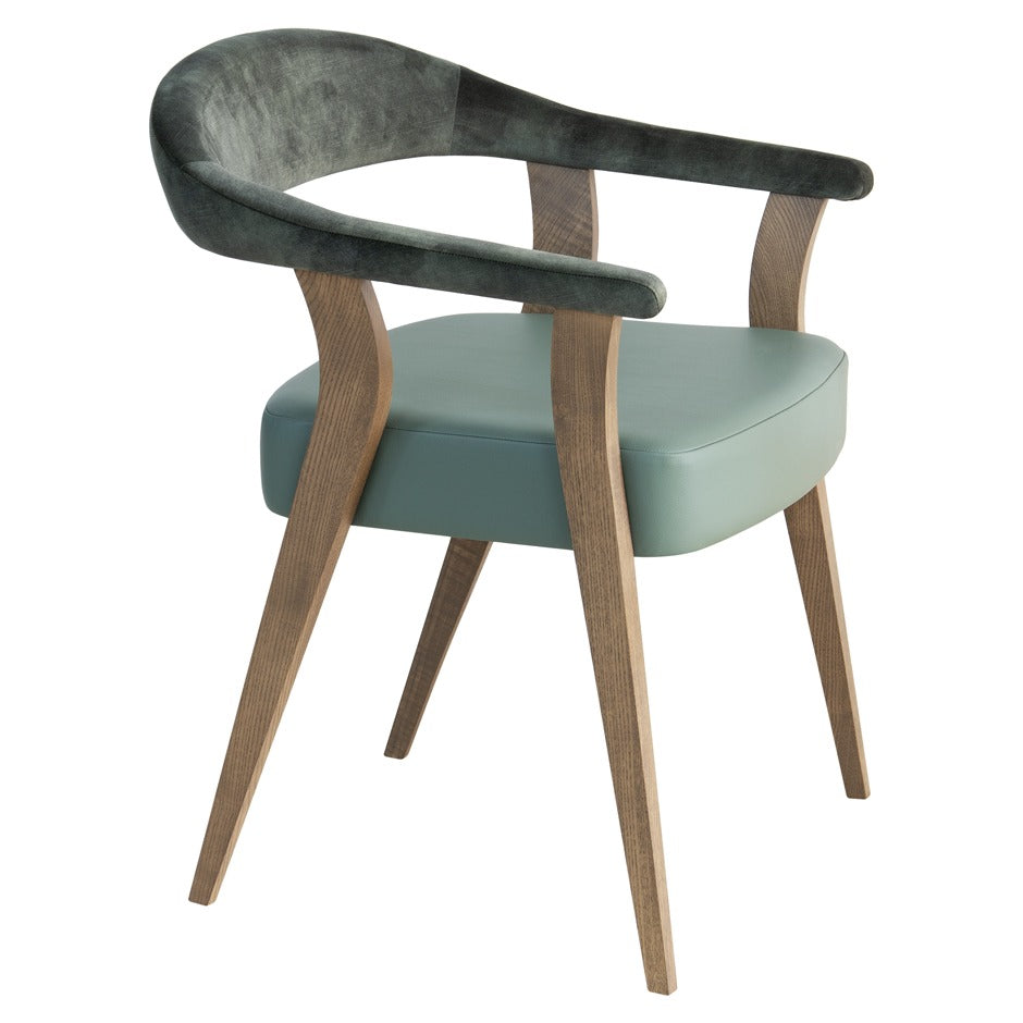 Gianna Armchair with curved wooden frame and vibrant upholstered back | theMADgroup