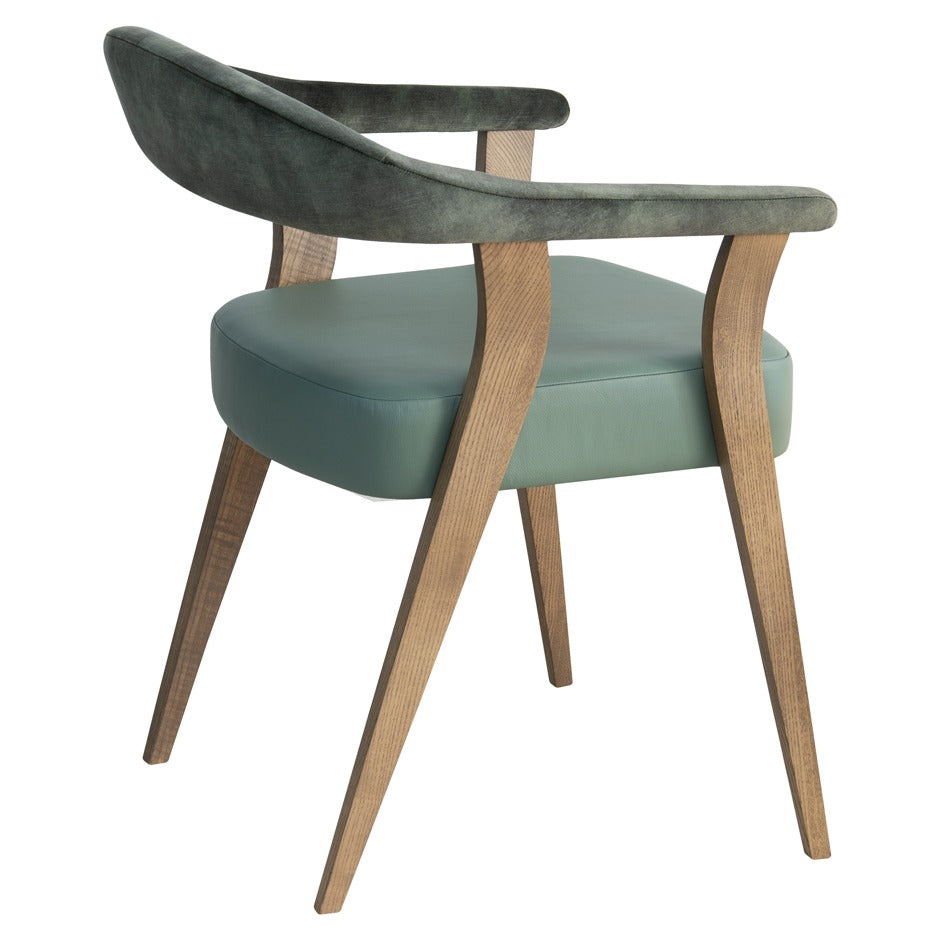 Gianna Armchair with curved wooden frame and vibrant upholstered back | theMADgroup