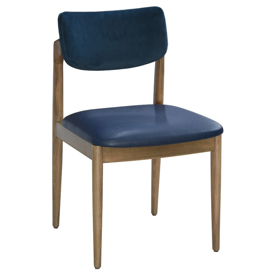 Helena 2 Side Chair with sleek wooden frame and dual-tone upholstery | theMADgroup