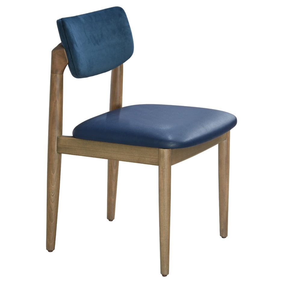 Helena 2 Side Chair with sleek wooden frame and dual-tone upholstery | theMADgroup