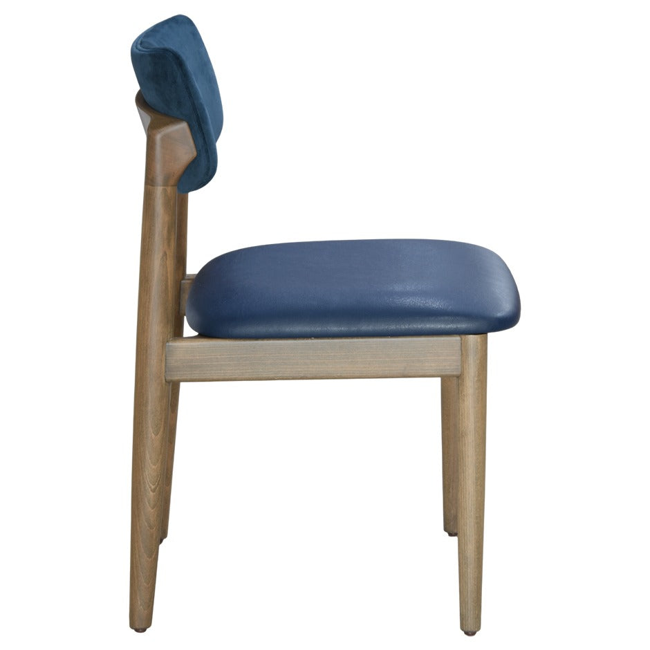 Helena 2 Side Chair with sleek wooden frame and dual-tone upholstery | theMADgroup