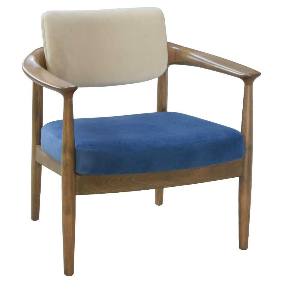 Helena Lounge 2 Chair with curved wooden arms and dual-tone upholstery | theMADgroup