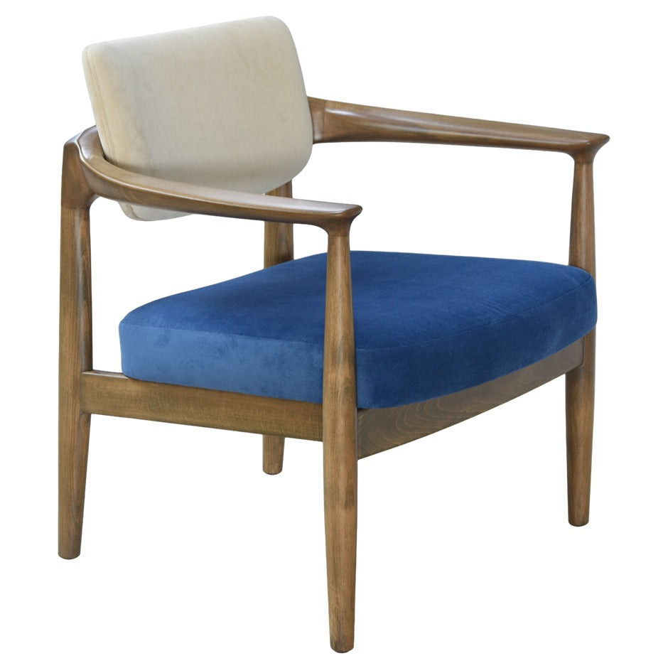 Helena Lounge 2 Chair with curved wooden arms and dual-tone upholstery | theMADgroup