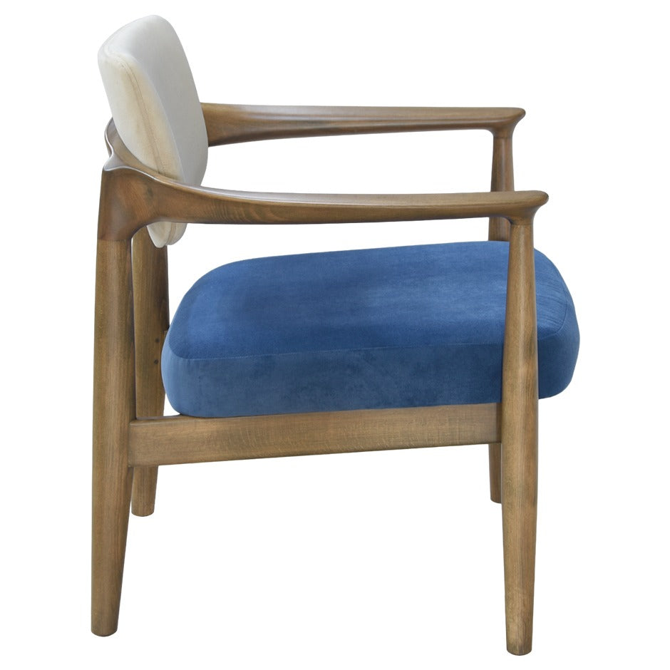 Helena Lounge 2 Chair with curved wooden arms and dual-tone upholstery | theMADgroup