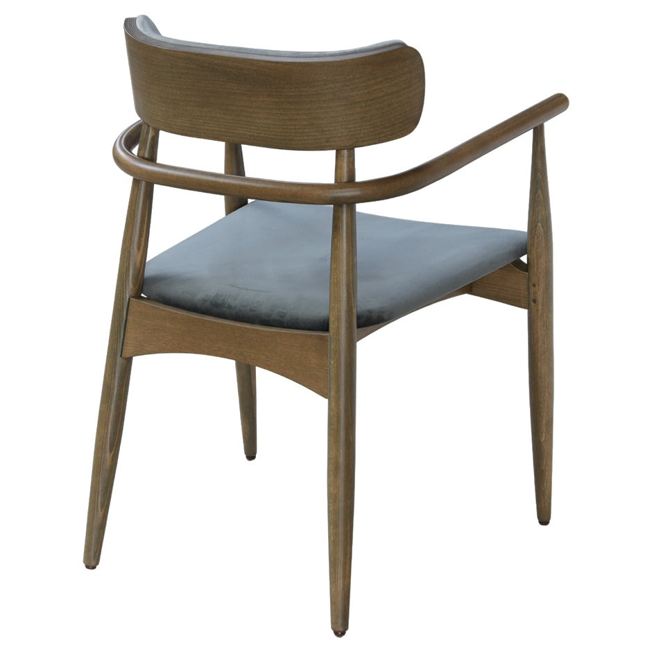 Kyana B Armchair - Grey Velvet Upholstery, Wood Frame | theMADgroup