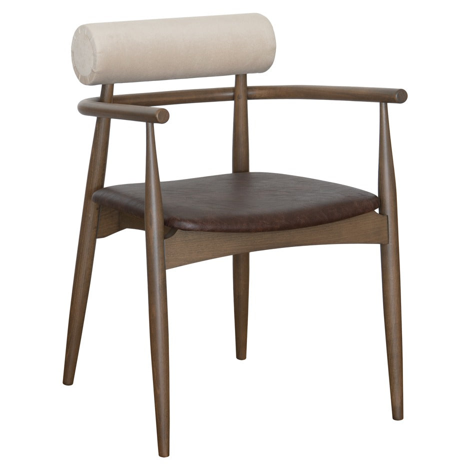 Kyoto B Armchair with cylindrical backrest and tapered legs | theMADgroup