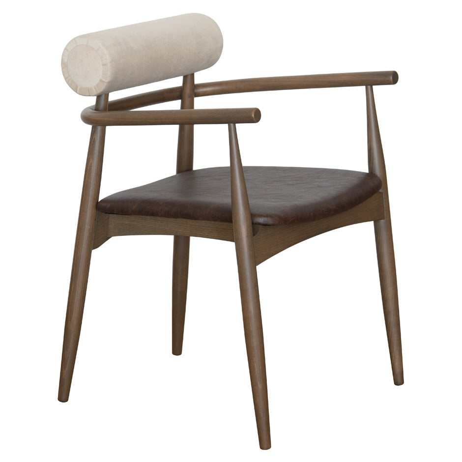 Kyoto B Armchair with cylindrical backrest and tapered legs | theMADgroup