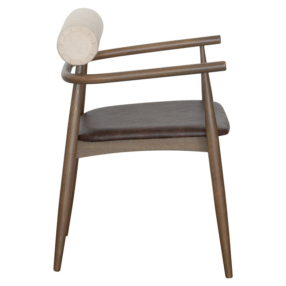 Kyoto B Armchair with cylindrical backrest and tapered legs | theMADgroup