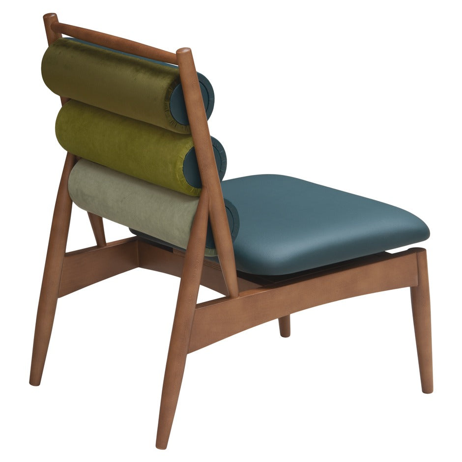 Kyoto Lounge Chair - Modern blue and grey upholstered lounge chair with wooden frame | theMADgroup