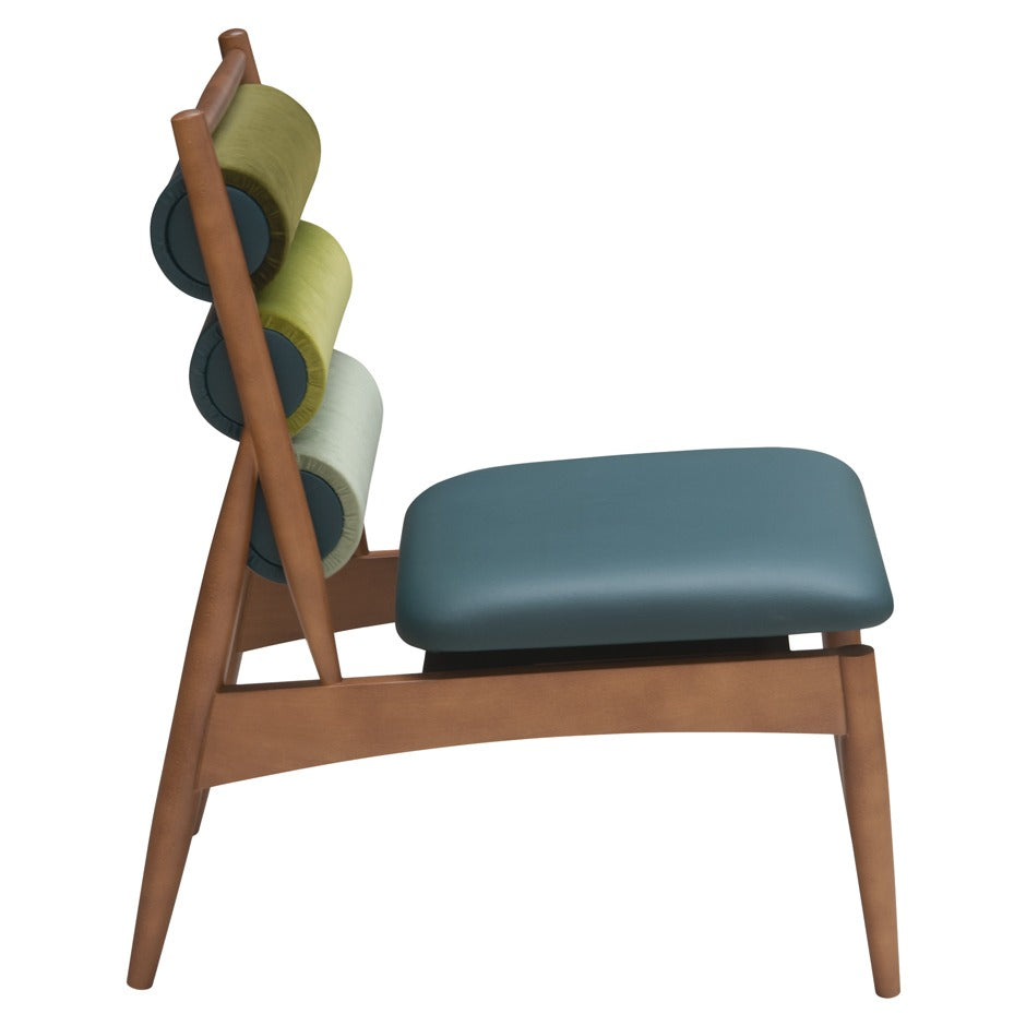 Kyoto Lounge Chair - Modern blue and grey upholstered lounge chair with wooden frame | theMADgroup