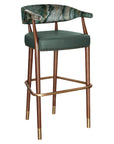 Maria Beta Bar Stool - Elegant green marble pattern upholstered bar stool with gold accents | theMADgroup