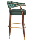 Maria Beta Bar Stool - Elegant green marble pattern upholstered bar stool with gold accents | theMADgroup