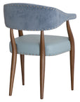 Maria Armchair - Elegant blue upholstered dining chair with stud detailing and wooden legs | theMADgroup