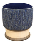 Modern Mira Ottoman - Blue upholstered seating with unique textured and cane design | theMADgroup