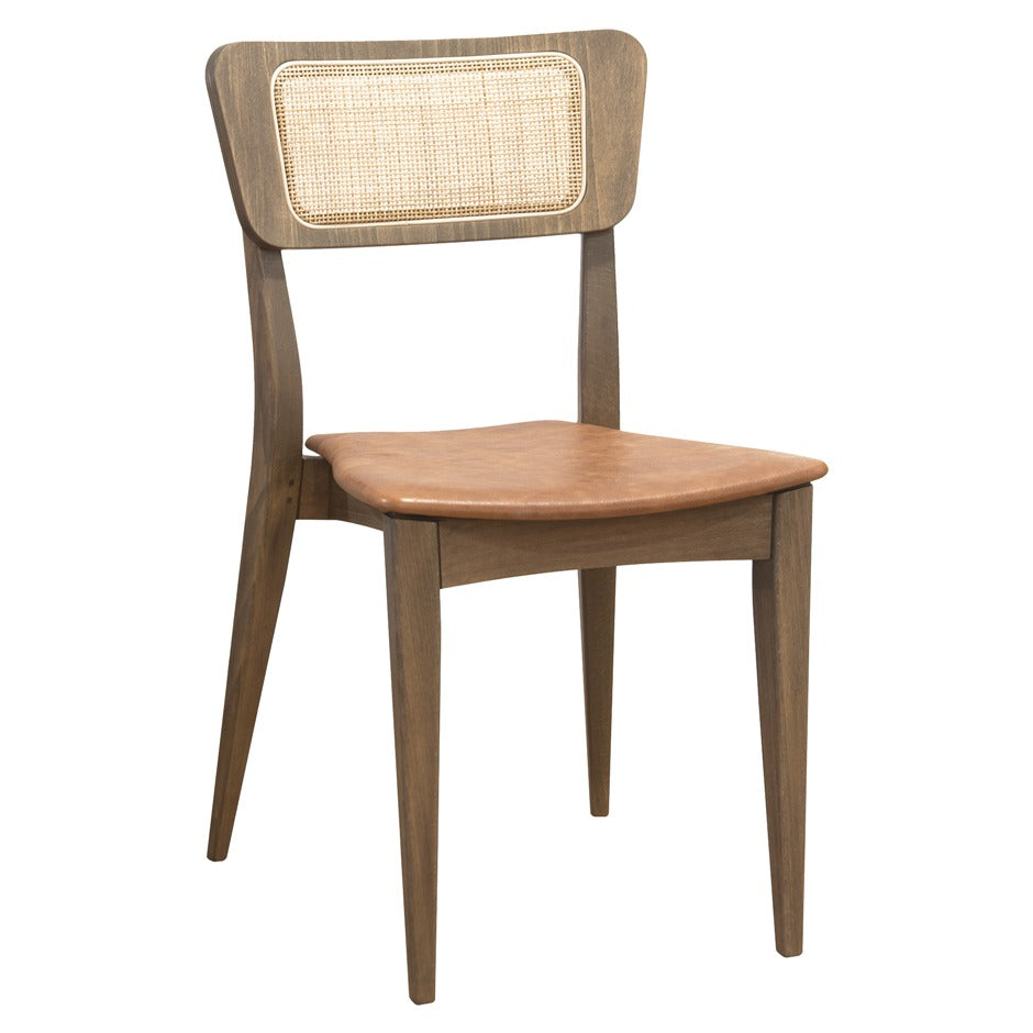 Monsanto 6 Dining Chair - Mid-century modern wood chair with cane back and tan seat | theMADgroup