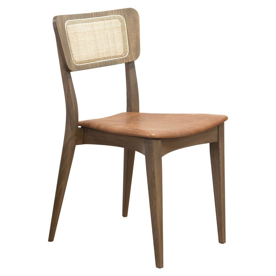 Monsanto 6 Dining Chair - Mid-century modern wood chair with cane back and tan seat | theMADgroup