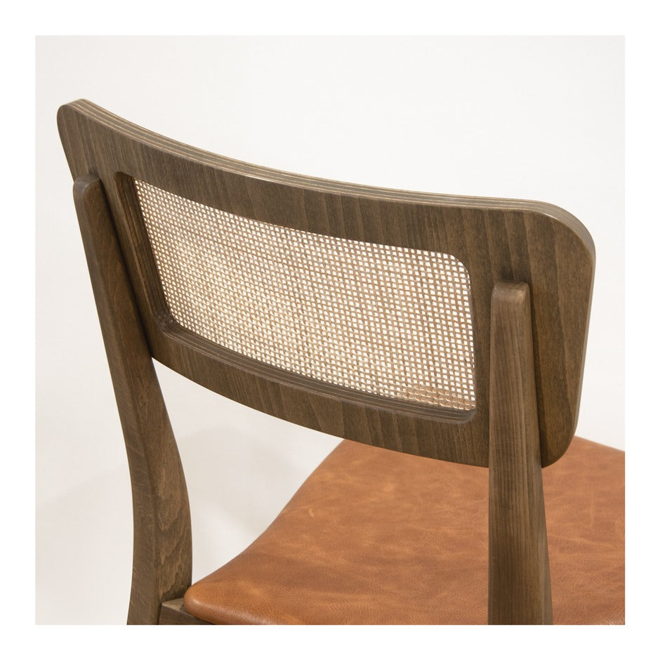 Monsanto 6 Dining Chair - Mid-century modern wood chair with cane back and tan seat | theMADgroup