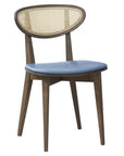 Riviera 3 Dining Chair - Modern wood chair with cane backrest and blue upholstered seat | theMADgroup