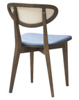 Riviera 3 Dining Chair - Modern wood chair with cane backrest and blue upholstered seat | theMADgroup