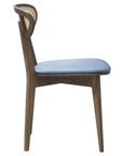 Riviera 3 Dining Chair - Modern wood chair with cane backrest and blue upholstered seat | theMADgroup