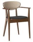 Riviera B Chair - Modern wooden dining armchair with beige back and dark upholstered seat | theMADgroup
