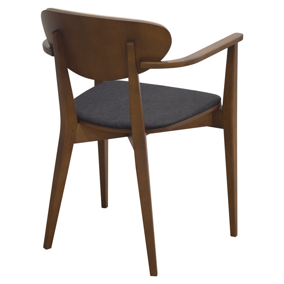 Riviera B Chair - Modern wooden dining armchair with beige back and dark upholstered seat | theMADgroup