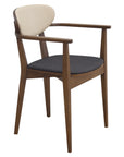 Riviera B Chair - Modern wooden dining armchair with beige back and dark upholstered seat | theMADgroup