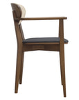 Riviera B Chair - Modern wooden dining armchair with beige back and dark upholstered seat | theMADgroup