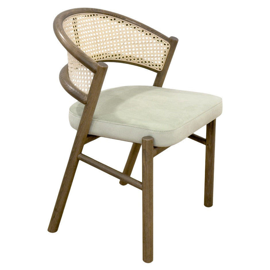 Serrano Chair with curved wooden frame and woven cane back | theMADgroup