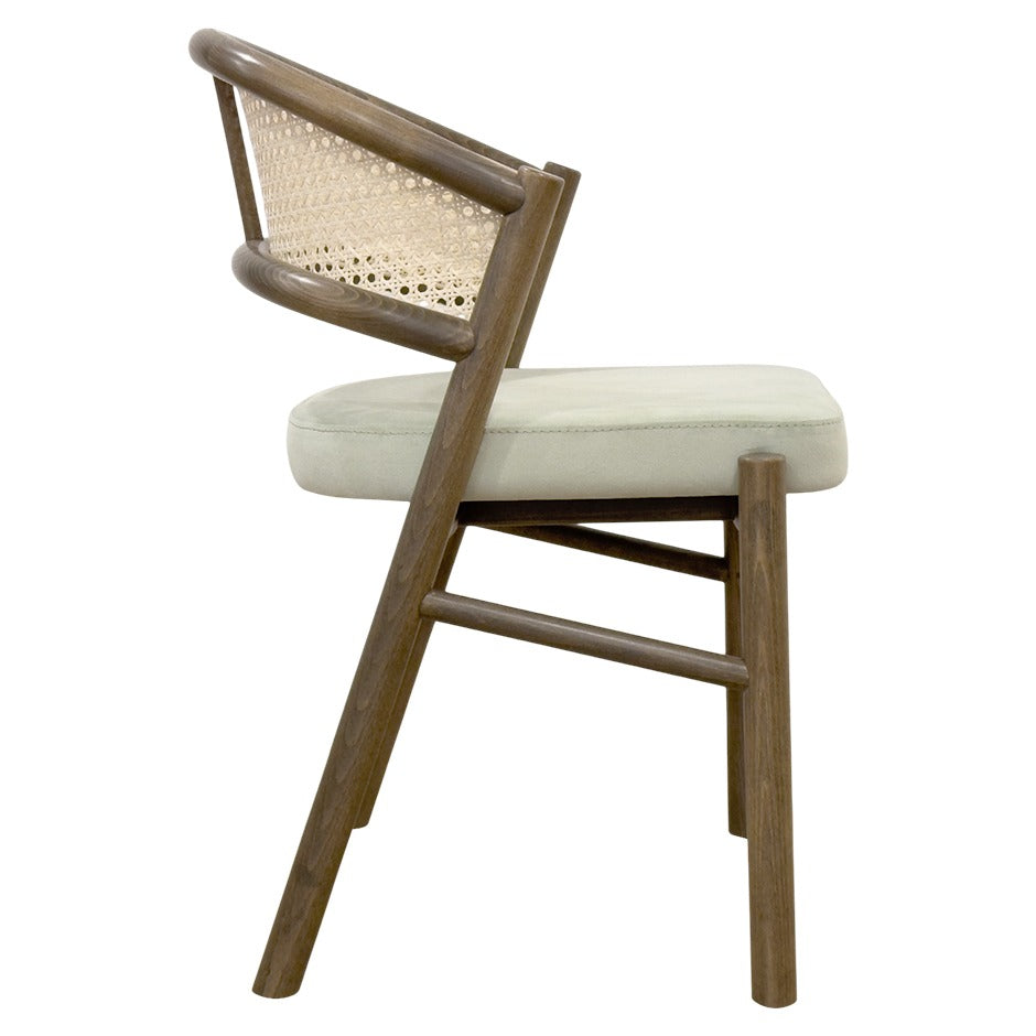 Serrano Chair with curved wooden frame and woven cane back | theMADgroup