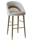 Sinatra Beta Cane Bar Stool with curved upholstered back and cane insert | theMADgroup