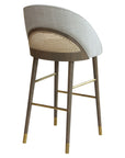 Sinatra Beta Cane Bar Stool with curved upholstered back and cane insert | theMADgroup