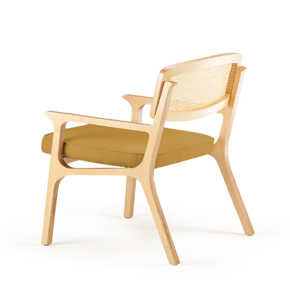 Karl Armchair with Bouclê Gold Yellow Seat and Beech Wood Frame – theMADgroup