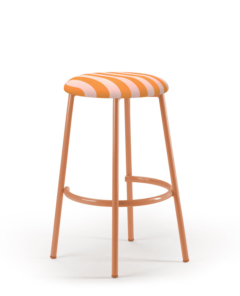 Louise Bar Stool with salmon metal frame and Belmondo 006 seat – theMADgroup