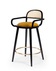 Luc Bar Chair in tobacco finish with black wood legs and brass ring – theMADgroup