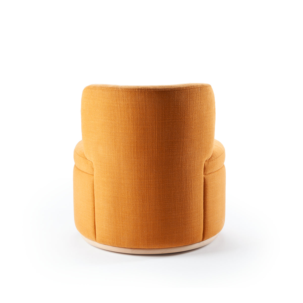 Mimi Armchair with Hackney Papaya frame and beech swivel wood base – theMADgroup