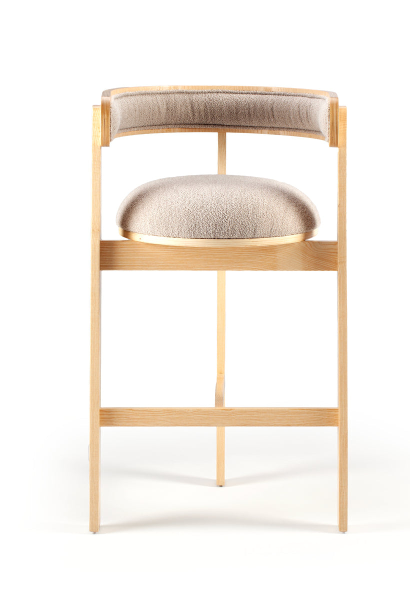 Moulin Bar Chair in bouclé latte with beech wood base – theMADgroup