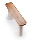 Poppy console in natural oak and travertine marble | theMADgroup
