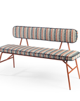 State Bench in Tobi Multi Cognac with Paris Dark Blue Piping and Copper Lacquered Metal Feet – theMADgroup